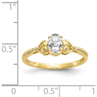 10K Yellow Gold Oval White Topaz and Round Diamond Ring - 0.55 Carat Total White Topaz, 0.01 Carat Total Diamond Weight