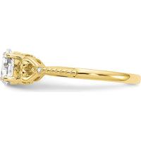 10K Yellow Gold Oval White Topaz and Round Diamond Ring - 0.55 Carat Total White Topaz, 0.01 Carat Total Diamond Weight