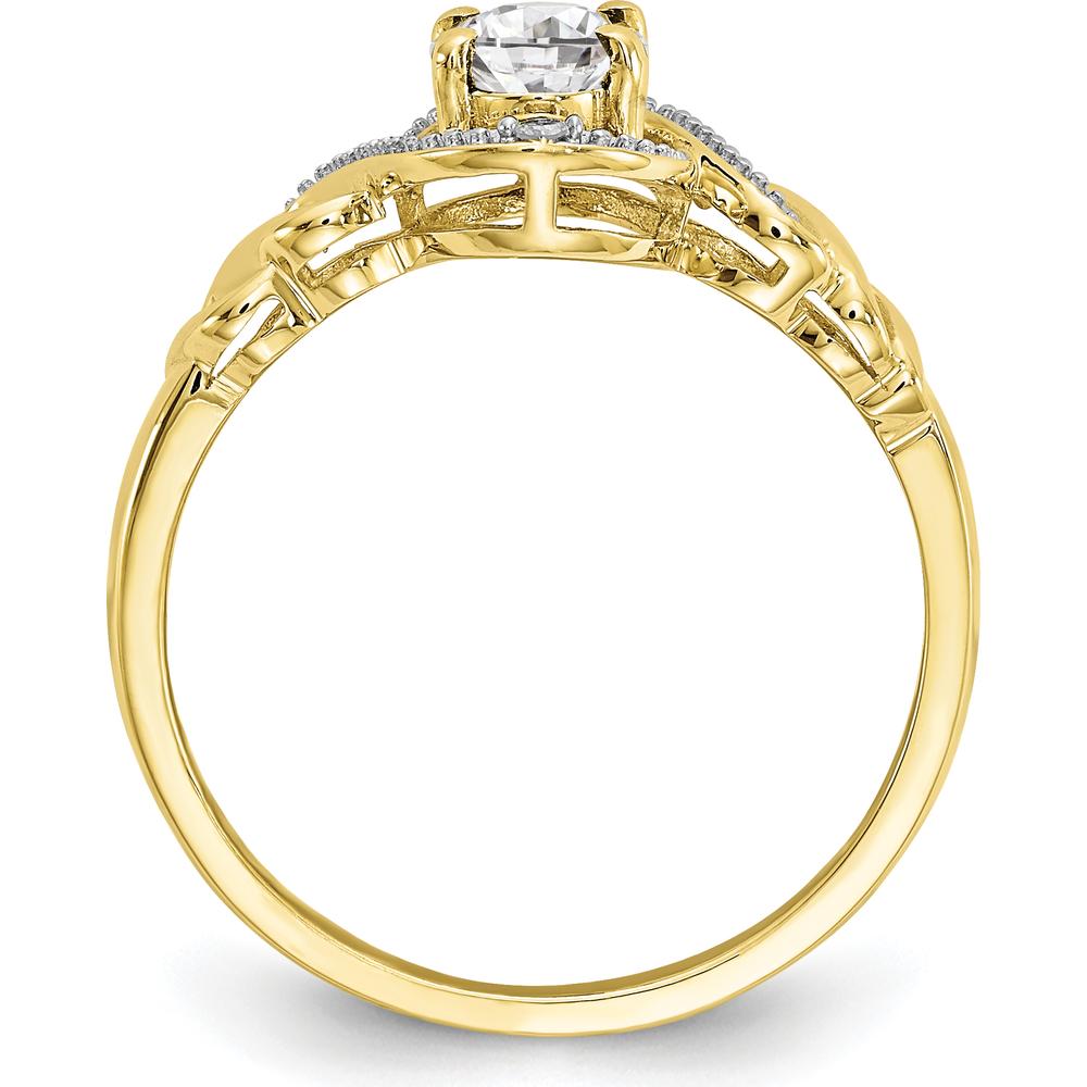 10K Yellow Gold Oval White Topaz Ring with Diamond Accents - 0.707 Carat White Topaz, 0.01 Carat Diamond Total Weight