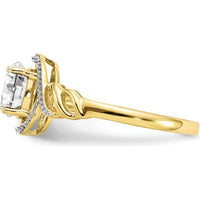 10K Yellow Gold Oval White Topaz Ring with Diamond Accents - 0.707 Carat White Topaz, 0.01 Carat Diamond Total Weight