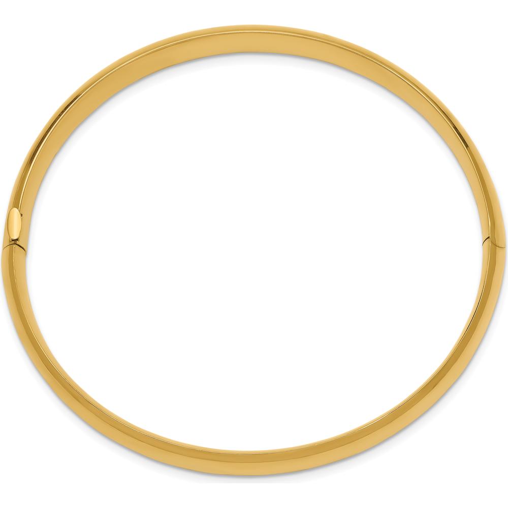 10K Yellow Gold Oversize High Polished Hinged Bangle Bracelet - 8mm Width, 8" Length