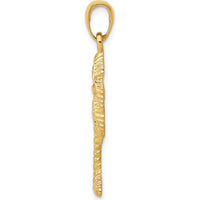 10K Yellow Gold Palm Tree Pendant - Tropical Beach Charm