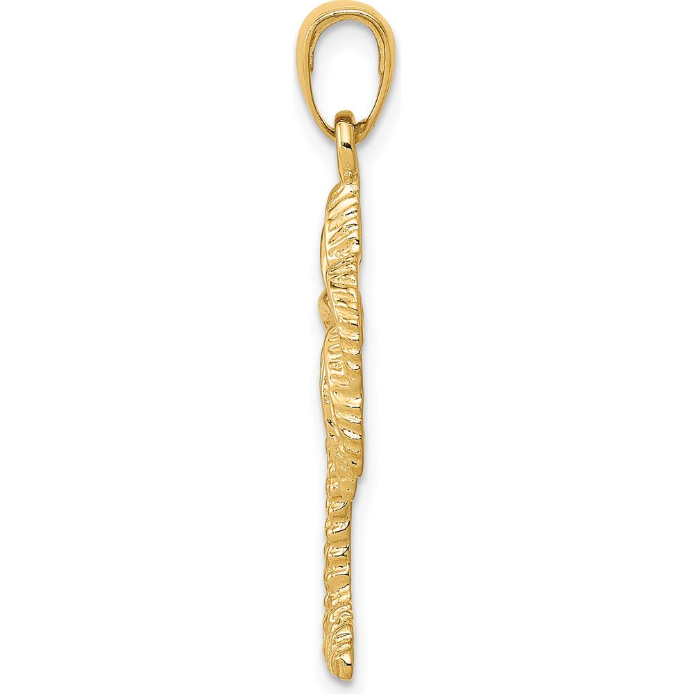 10K Yellow Gold Palm Tree Pendant - Tropical Beach Charm