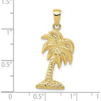 10K Yellow Gold Palm Tree Pendant - Tropical Beach Charm