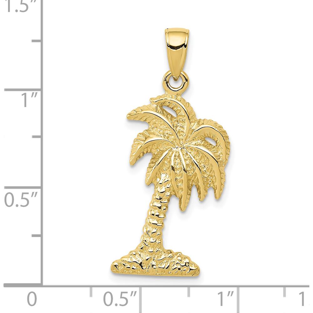 10K Yellow Gold Palm Tree Pendant - Tropical Beach Charm