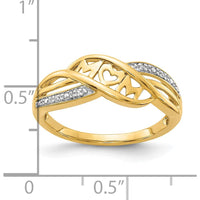 10K Yellow Gold Pave Diamond MOM Ring with Rhodium Accents by 0