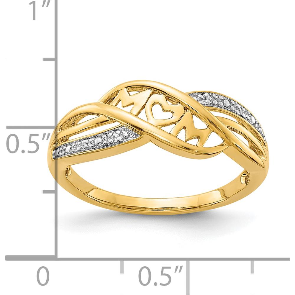 10K Yellow Gold Pave Diamond MOM Ring with Rhodium Accents by 0