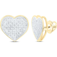 10K Yellow Gold Pavé Heart Stud Earrings with Round Diamonds - 0.33 Carat Total Diamond Weight