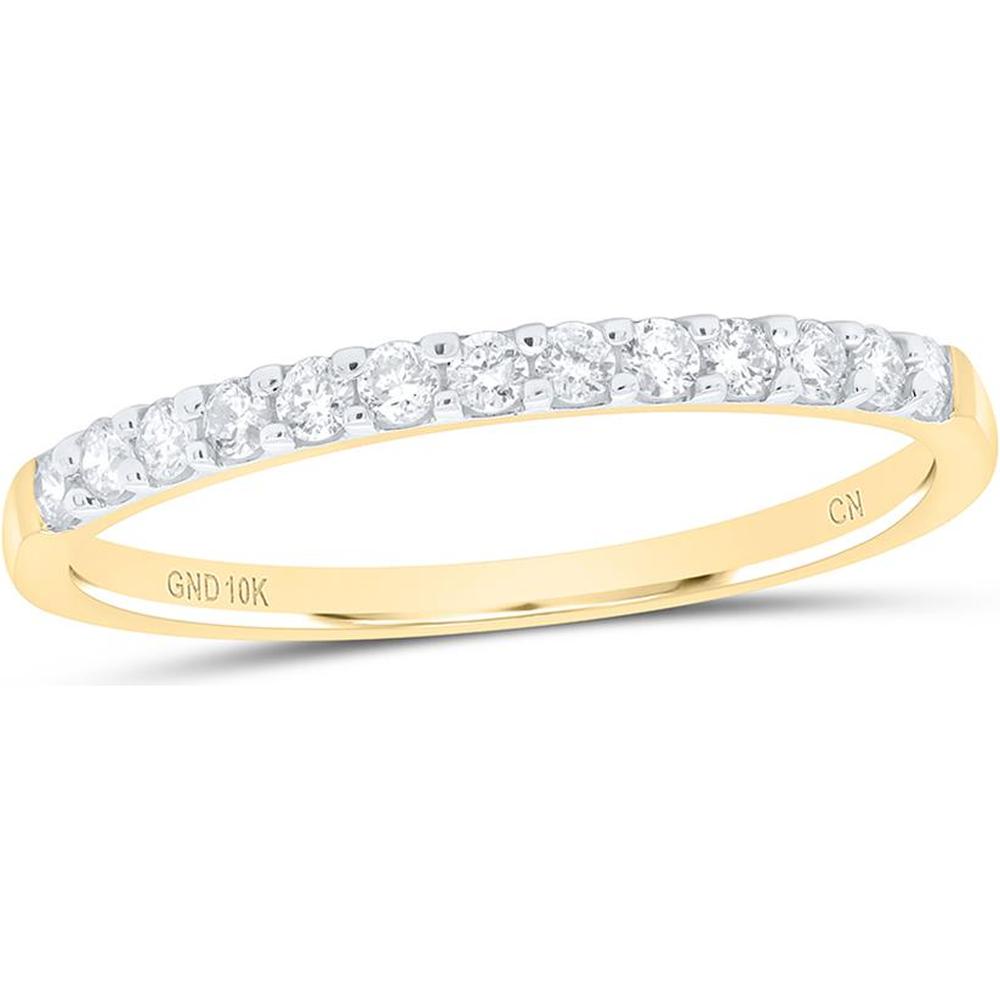 10K Yellow Gold Pavé Set Round Diamond Band - 1/6 Carat Total Diamond Weight