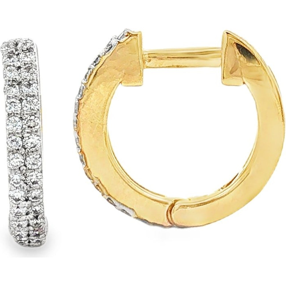 10K Yellow Gold Pavé-Set Round Diamond Huggie Earrings - 0.32 Carat Total Diamond Weight by Auriventus