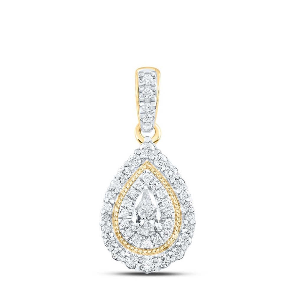 10K Yellow Gold Pear Diamond Pendant - 3/8 Carat Total Diamond Weight