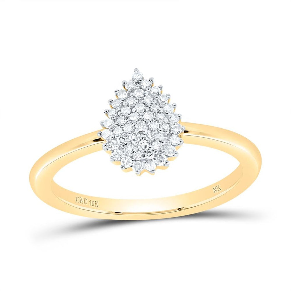 10K Yellow Gold Pear Diamond Ring - 1/7 Carat Total Diamond Weight