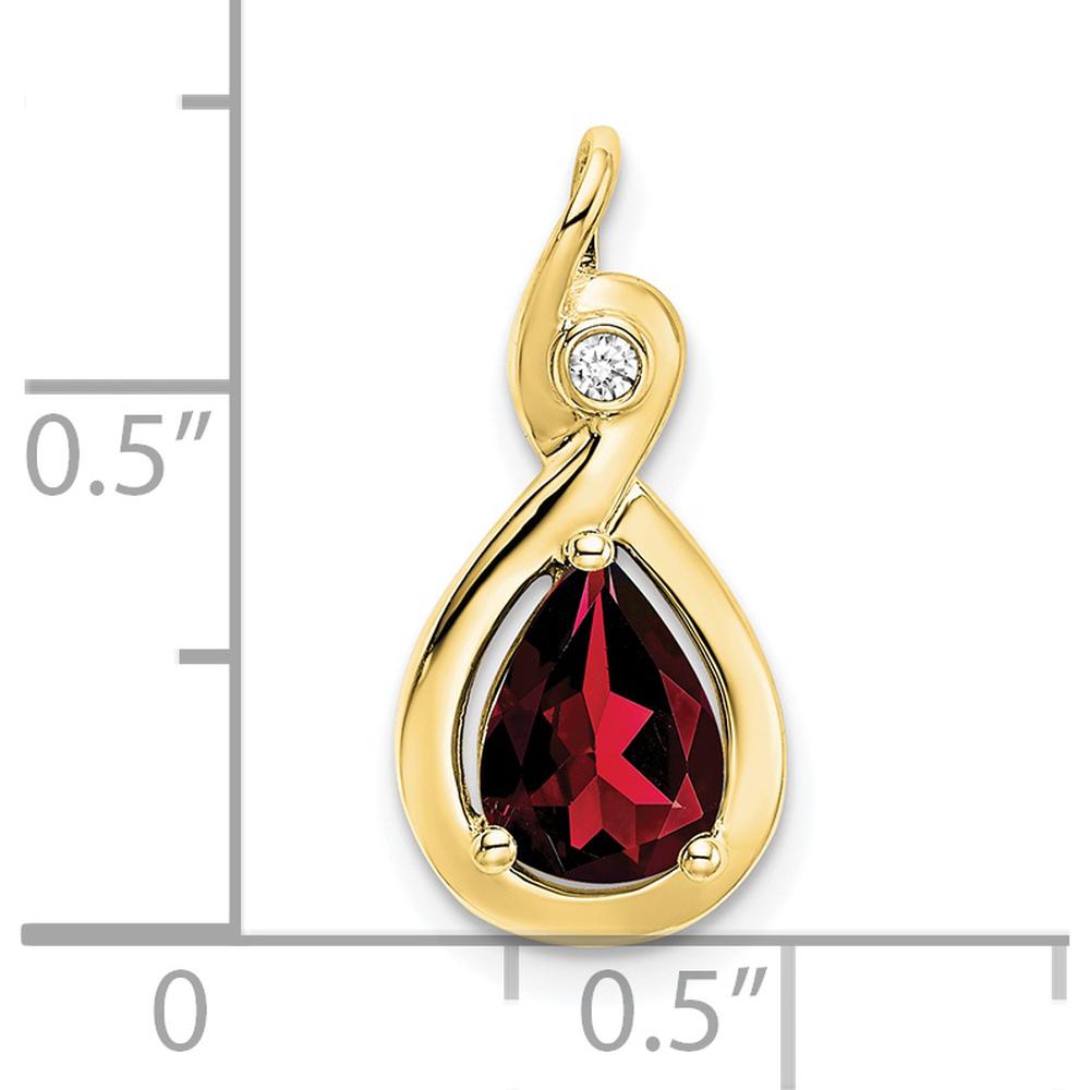 10K Yellow Gold Pear Garnet Pendant with Round Diamond Accent - 1.42 Carat Total Stone Weight by Lumare Gioia