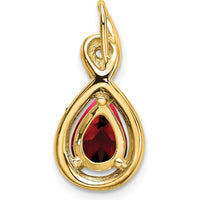 10K Yellow Gold Pear Garnet Pendant with Round Diamond Accent - 1.42 Carat Total Stone Weight by Lumare Gioia