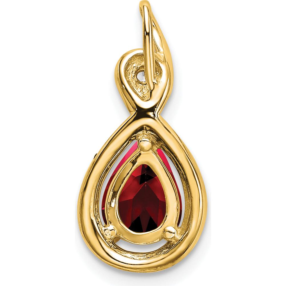 10K Yellow Gold Pear Garnet Pendant with Round Diamond Accent - 1.42 Carat Total Stone Weight by Lumare Gioia