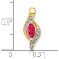 10K Yellow Gold Pendant with Marquise Ruby and Round Diamond Accent - 0.25 Carat Ruby, 0.009 Carat Total Diamond Weight by Lumare Gioia