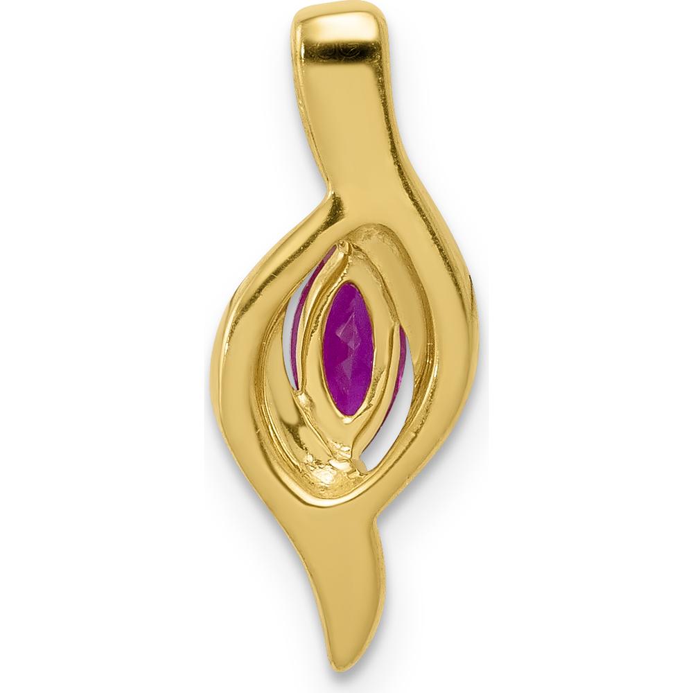 10K Yellow Gold Pendant with Marquise Ruby and Round Diamond Accent - 0.25 Carat Ruby, 0.009 Carat Total Diamond Weight by Lumare Gioia