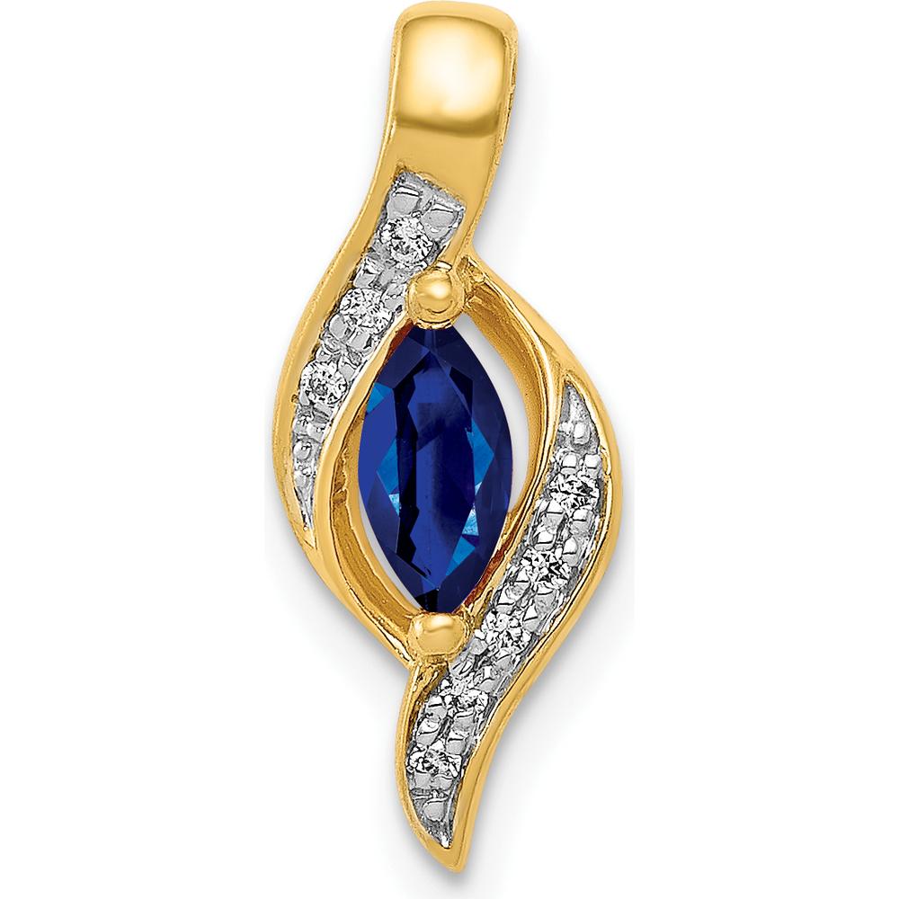 10K Yellow Gold Pendant with Marquise Sapphire and Diamond Accents - 0.29 Carat Sapphire Weight by Lumare Gioia