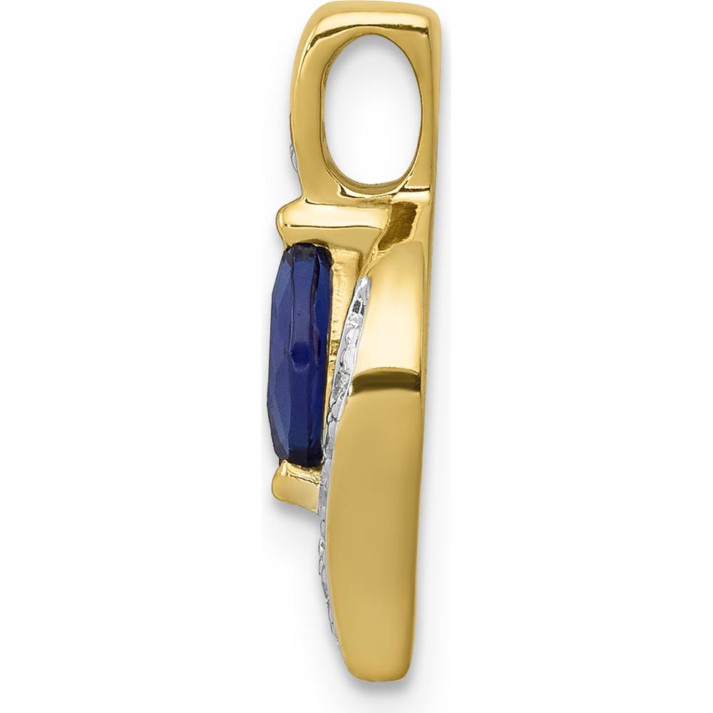 10K Yellow Gold Pendant with Marquise Sapphire and Diamond Accents - 0.29 Carat Sapphire Weight by Lumare Gioia