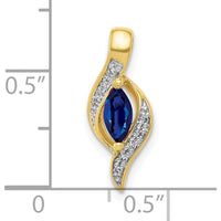 10K Yellow Gold Pendant with Marquise Sapphire and Diamond Accents - 0.29 Carat Sapphire Weight by Lumare Gioia