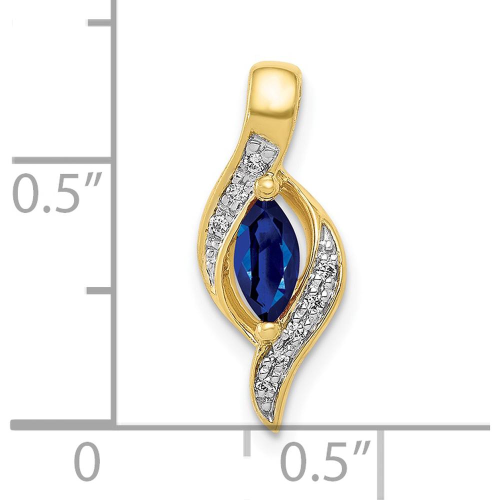 10K Yellow Gold Pendant with Marquise Sapphire and Diamond Accents - 0.29 Carat Sapphire Weight by Lumare Gioia