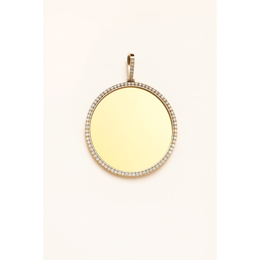 10K Yellow Gold Pendant with Milgrain Bezel Set Round Diamonds - 1.45 Carat Total Diamond Weight by Auriventus