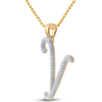 10K Yellow Gold Pendant with Prong-Set Round Diamonds in "Y" Initial - 0.17 Carat Total Diamond Weight