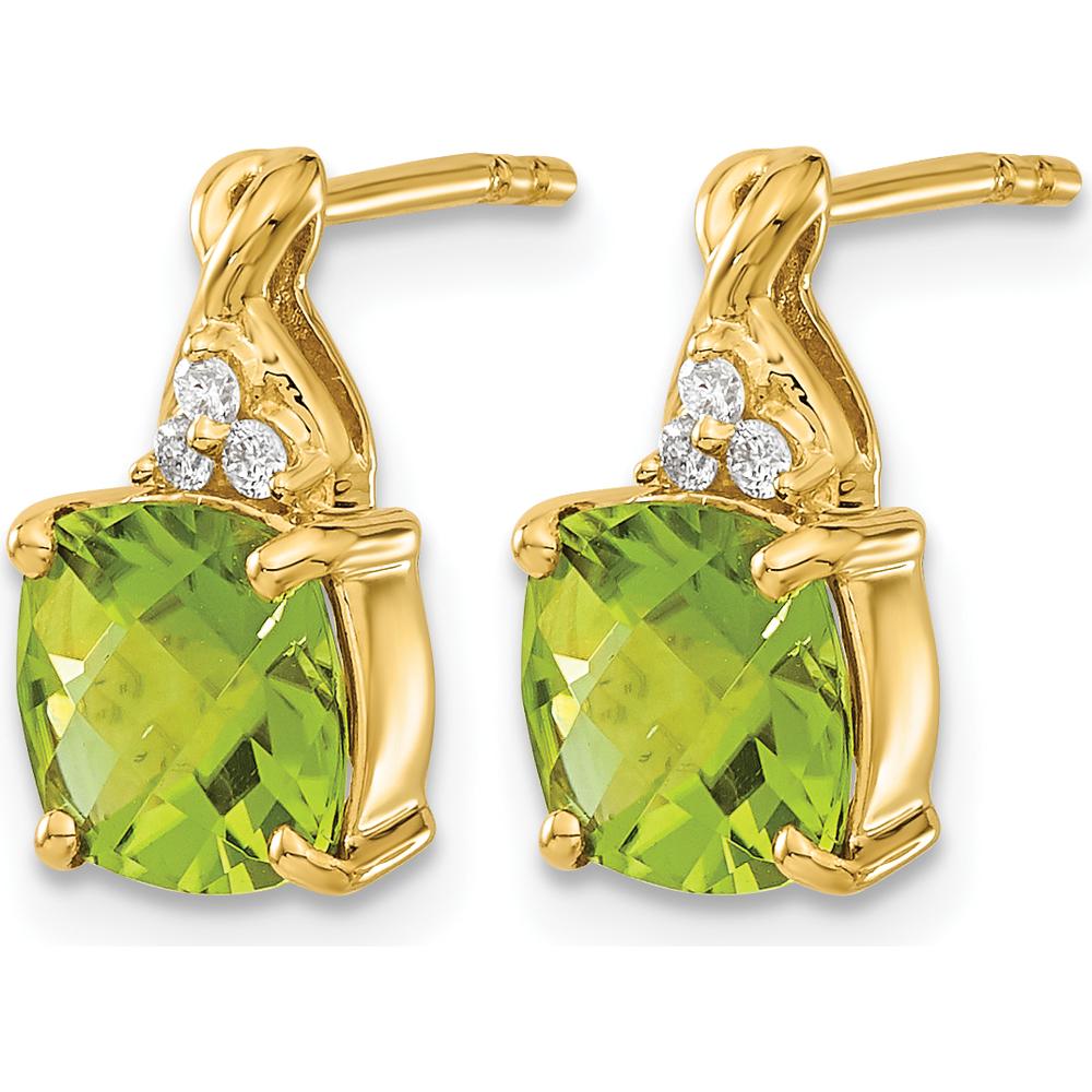 10K Yellow Gold Peridot and Diamond Drop Earrings - 1.94 Carat Total Peridot Weight by Oro Pregiato