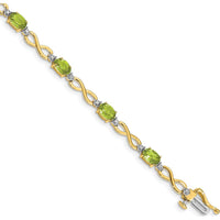10K Yellow Gold Peridot and Diamond Infinity Bracelet with Oval Peridot Stones and Round Diamonds - 0.45 Carats Total Peridot Weight by Monteluci Fine Jewelry