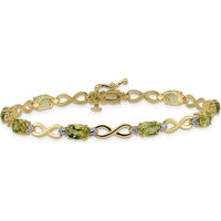 10K Yellow Gold Peridot and Diamond Infinity Bracelet with Oval Peridot Stones and Round Diamonds - 0.45 Carats Total Peridot Weight by Monteluci Fine Jewelry