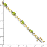 10K Yellow Gold Peridot and Diamond Infinity Bracelet with Oval Peridot Stones and Round Diamonds - 0.45 Carats Total Peridot Weight by Monteluci Fine Jewelry