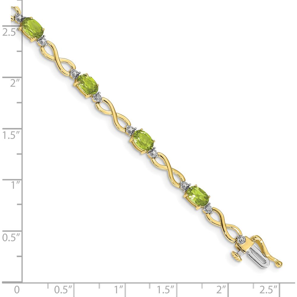 10K Yellow Gold Peridot and Diamond Infinity Bracelet with Oval Peridot Stones and Round Diamonds - 0.45 Carats Total Peridot Weight by Monteluci Fine Jewelry