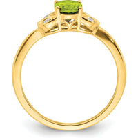 10K Yellow Gold Peridot and Diamond Ring - 0.725 Carat Peridot, 0.06 Carat Total Diamond Weight by 0