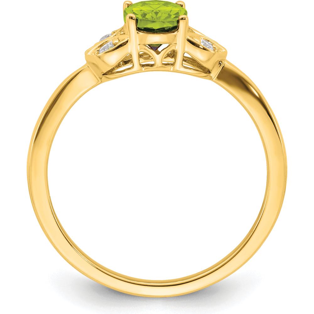 10K Yellow Gold Peridot and Diamond Ring - 0.725 Carat Peridot, 0.06 Carat Total Diamond Weight by 0