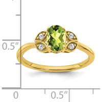 10K Yellow Gold Peridot and Diamond Ring - 0.725 Carat Peridot, 0.06 Carat Total Diamond Weight by 0