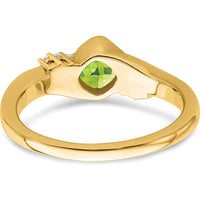10K Yellow Gold Peridot and Diamond Ring with Cushion Cut Peridot - 0.65 Carat Total Gemstone Weight by 0
