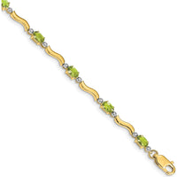 10K Yellow Gold Peridot and Diamond Tennis Bracelet - 0.25 Carats Peridot, 0.005 Carats Diamonds by Monteluci Fine Jewelry