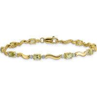 10K Yellow Gold Peridot and Diamond Tennis Bracelet - 0.25 Carats Peridot, 0.005 Carats Diamonds by Monteluci Fine Jewelry