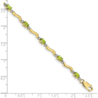 10K Yellow Gold Peridot and Diamond Tennis Bracelet - 0.25 Carats Peridot, 0.005 Carats Diamonds by Monteluci Fine Jewelry