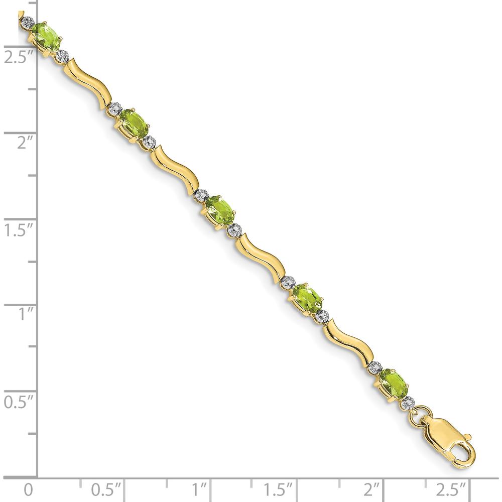 10K Yellow Gold Peridot and Diamond Tennis Bracelet - 0.25 Carats Peridot, 0.005 Carats Diamonds by Monteluci Fine Jewelry