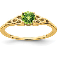 10K Yellow Gold Peridot Celtic Knot Ring with Natural 0.33 Carat Round Green Peridot by 0