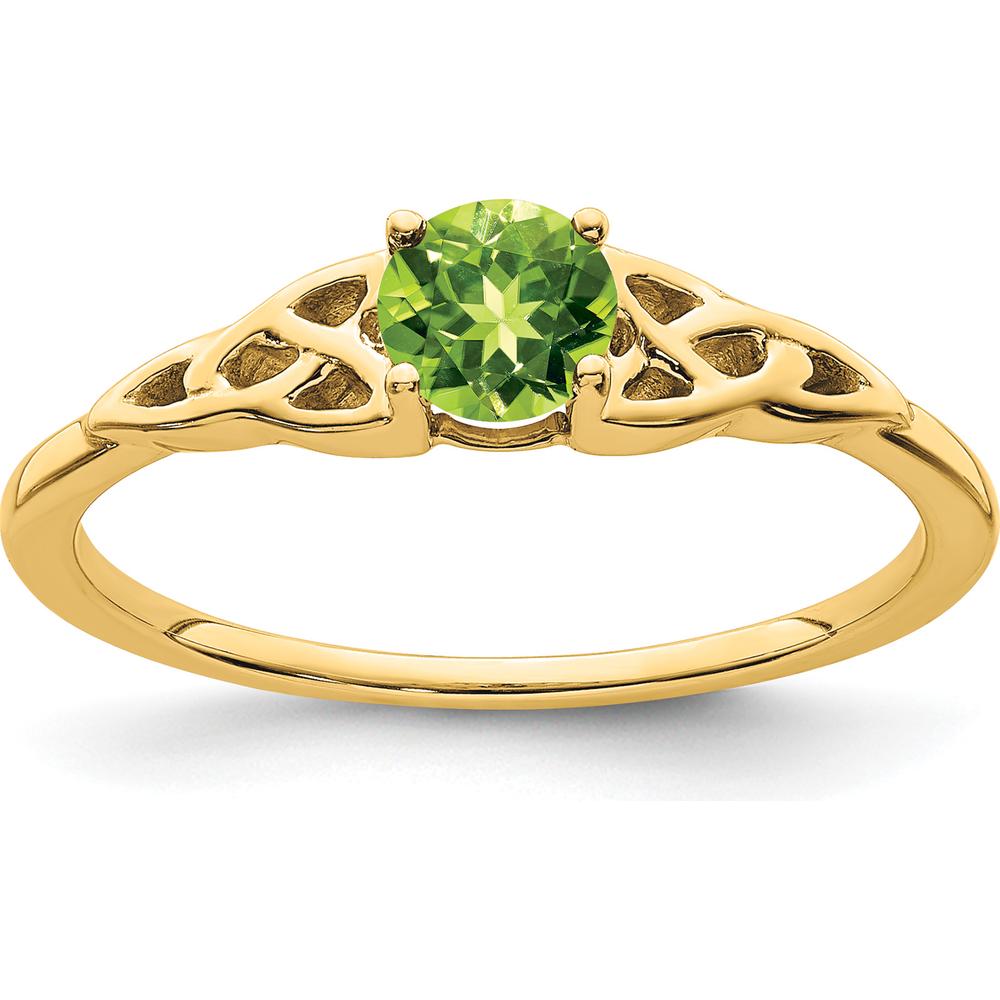 10K Yellow Gold Peridot Celtic Knot Ring with Natural 0.33 Carat Round Green Peridot by 0