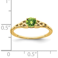 10K Yellow Gold Peridot Celtic Knot Ring with Natural 0.33 Carat Round Green Peridot by 0