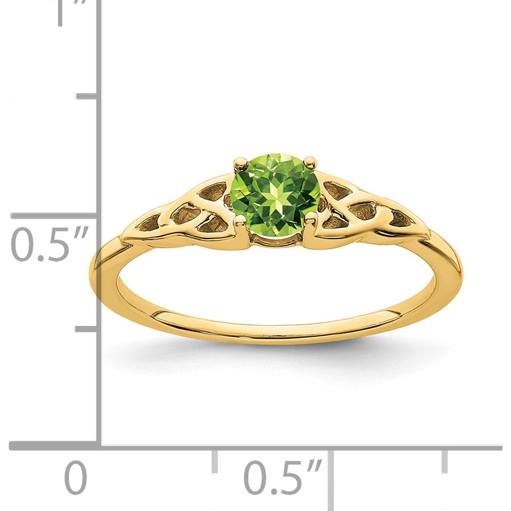10K Yellow Gold Peridot Celtic Knot Ring with Natural 0.33 Carat Round Green Peridot by 0