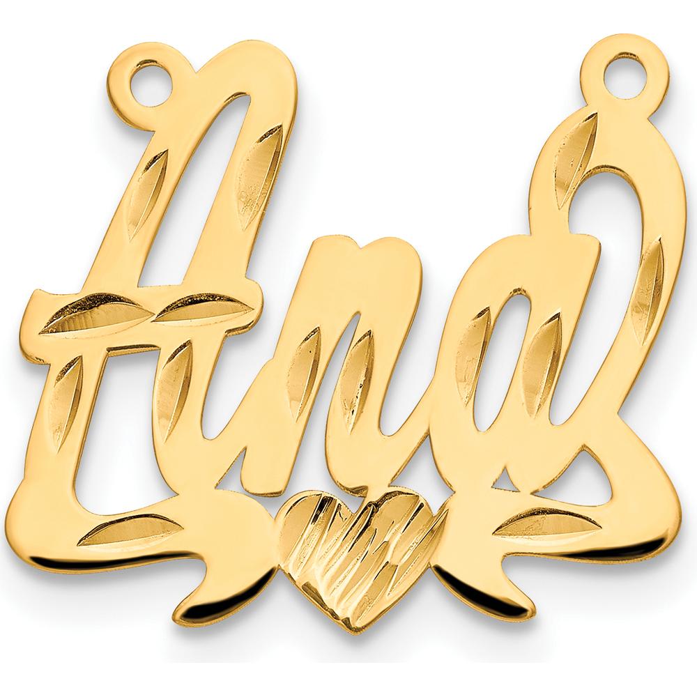 10K Yellow Gold Personalized Heart Pendant with Diamond-Cut Finish - 17mm