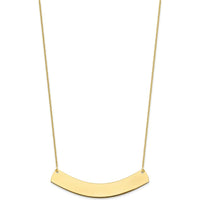 10K Yellow Gold Personalized Large Curved Bar Necklace with Lobster Clasp - 18" Cable Chain