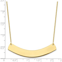 10K Yellow Gold Personalized Large Curved Bar Necklace with Lobster Clasp - 18" Cable Chain