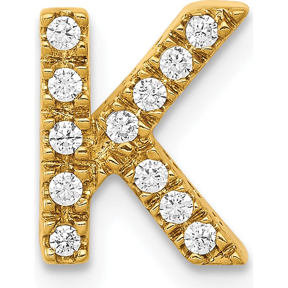 10K Yellow Gold Personalized Letter "K" Charm Pendant with Diamond Accents by Oro Pregiato