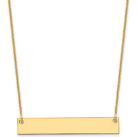 10K Yellow Gold Personalized Medium Blank Bar Necklace - 18" Cable Chain with Polished Finish