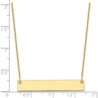 10K Yellow Gold Personalized Medium Blank Bar Necklace - 18" Cable Chain with Polished Finish